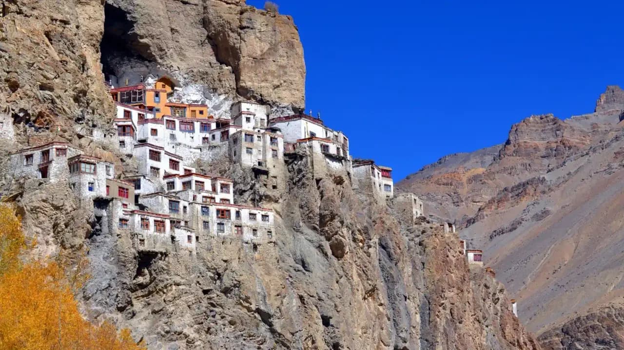 Cliffside monastery in the Zanskar region